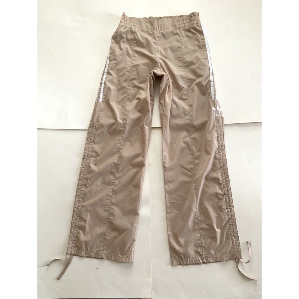 Adidas Originals Parley Women's Track Pants S Beige Drawstring Pockets Wide Leg